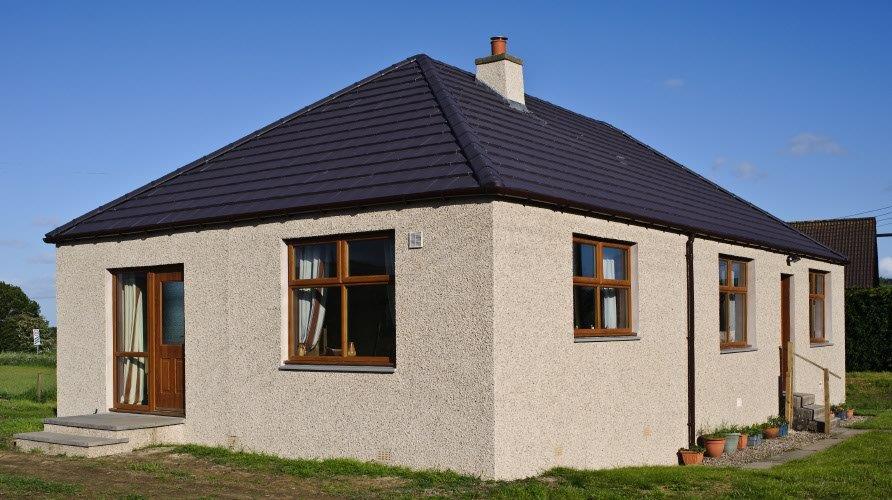 Freshly roughcast and rendered house exterior